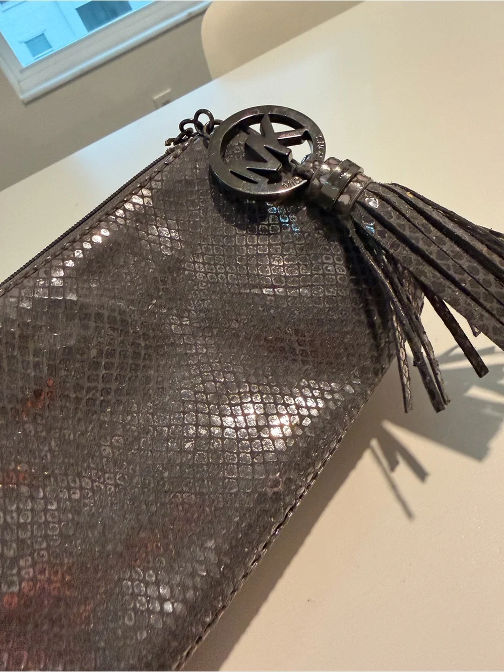 Michael Kors Black Metallic Tassel Cosmetic Bag